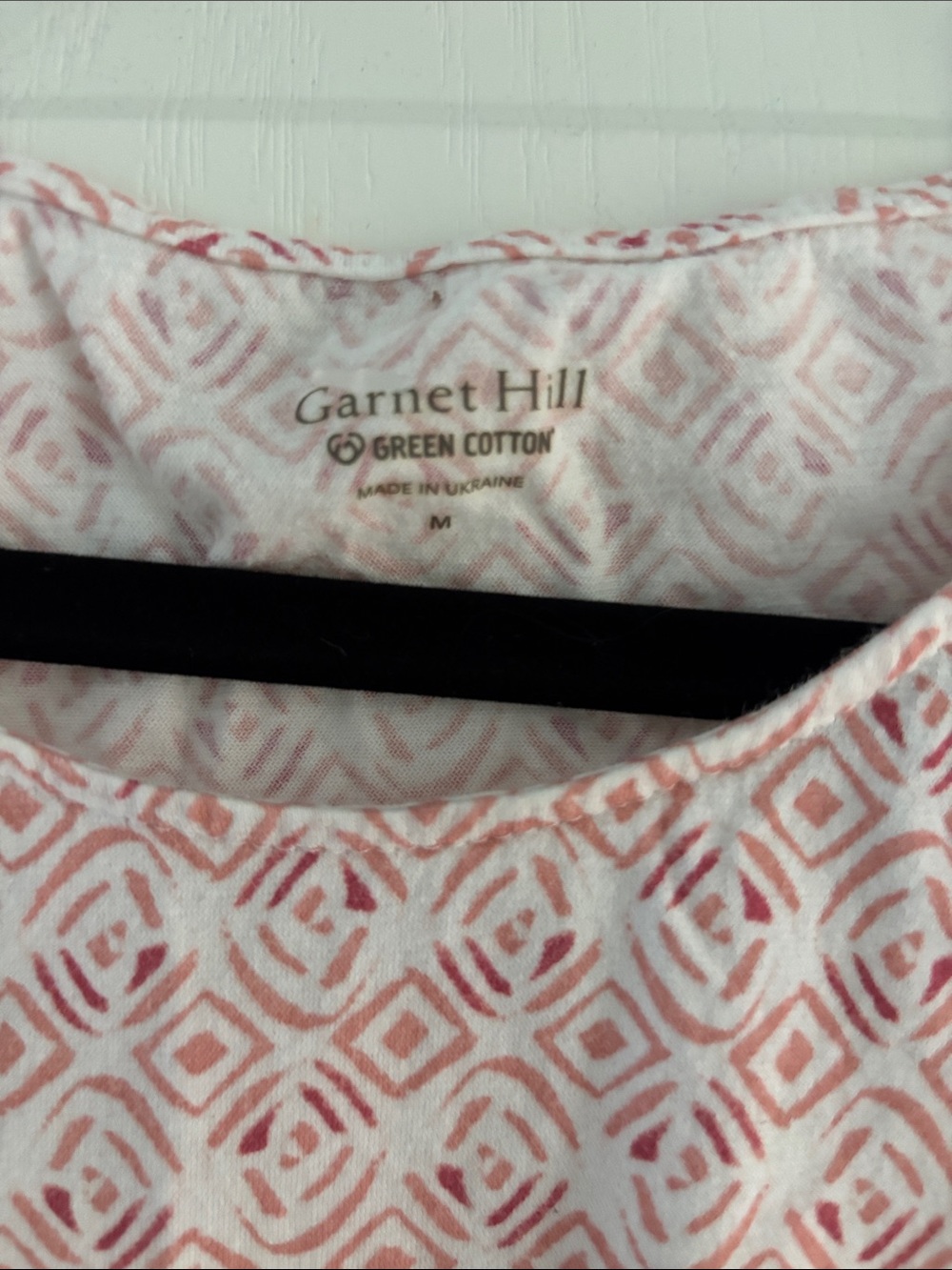 Garnet Hill Pink Geometric Organic Cotton & Silk Trim PJ Set Sz M - Picture 4 of 5